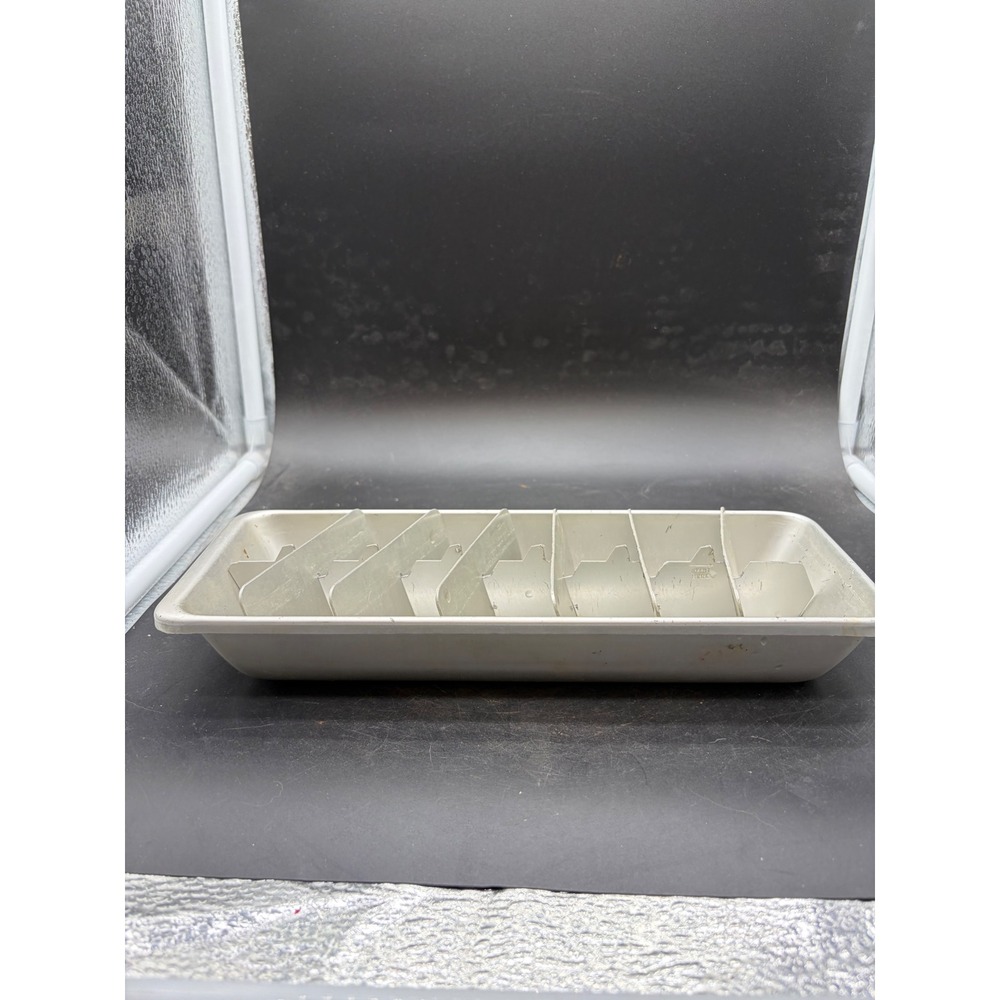 Vintage‎ Aluminum Ice Cube Tray with Removable Divider Insert Silver Tone Retro
